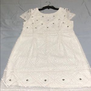 Adrianna Papell white beaded dress